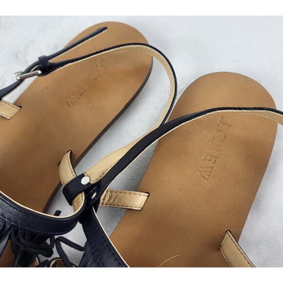 J.Crew Fringe Leather Slingback Adjustable Buckle Sandals Flats in Black | 10 - Picture 3 of 8